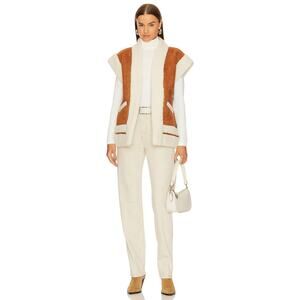 NWT Central Park West Faux Fur Trim Alwyn Vest Size Medium